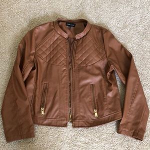 Brown Faux Leather Jacket